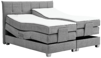 M-Punkt24 Boxspringbett ADRIA (140x200 cm, Boucle Grau), Mit Motor inkl. Matratze und Topper