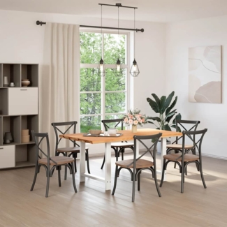 vidaXL Esstisch mit Baumkanten 200x100x74 cm Massivholz Eiche Rechteck 3305153