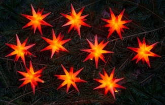 Guru-Shop LED-Stern für außen Sternenkette, Lichterkette mit 20x LED., LED-Leuchtmittel fest verbaut