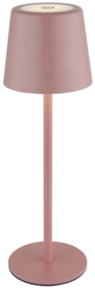 LED Tischleuchte, pink, Metall, Akku, Touchdimmer, H 28 cm