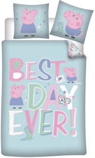 Peppa Pig Bettwäsche-Set Decke & Kissenbezug 140x200 + 63x63 cm aus Polyester