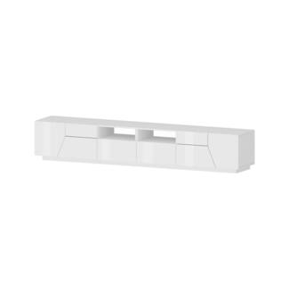 Dmora TV-Schrank Asdrubale, niedriges Wohnzimmer-Sideboard mit 4 Türen, Fernsehständer-Basis, 100 % Made in Italy, 260 x 43 x 46 cm, glänzendes Weiß,
