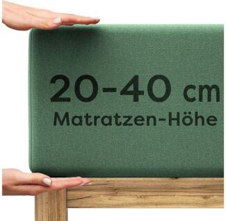 Wolkenfeld Spannbettlaken Boxspringbett Bettlaken - Spannbetttuch für Matratzen bis 40cm, Jersey, Gummizug: rundum, (1 Stück), Elastisch & Rutschfest: 90x200, 140x200, 160x200, 180x200 & Übergrößen