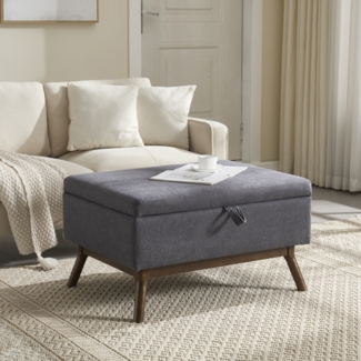 LVHOM Couchtisch 80x59x45cm, Multifunktional mit Stauraum im Mid-Century-Stil, Rundfuß, als Couchtisch, Hocker oder Aufbewahrungslösung/Sitzbank nutzbar, Leinen