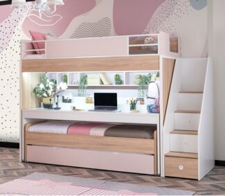 Möbel-Zeit Etagenbett Etagenbett mit Treppe und Schreibtisch City
