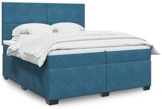 vidaXL Boxspringbett mit Matratze Blau 200x200 cm Samt 3293300