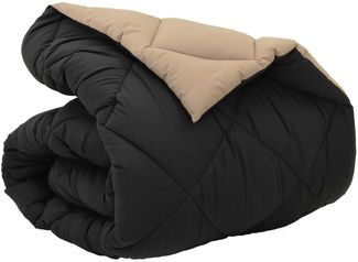 vidaXL Winterbettdecke Schwarz und Taupe 200 x 135 cm Mikrofaser 42025728