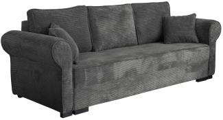 Mirjan24 'Olimpia' Schlafsofa mit Bettkasten, Cord, 92 x 92 x 234 cm, Dunkelgrau