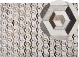 Teppich Kuhfell beige / braun 160x230 cm geometrisches Muster Kurzflor TAVAK