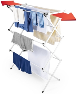 EASYmaxx Wäscheständer Teleskop Wäscheturm mit 8 m Trockenlänge, faltbar platzsparend & leicht klappbar Standtrockner in Klein & Schmal