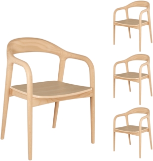 skølm 'Sól' Holz-Armlehnstuhl, Massivholz lackiert, natur, bis 125 kg belastbar, vormontiert, 4er-Set