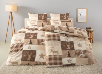 Home affaire Bettwäsche Nicholas in Gr. 135x200 oder 155x220 cm, ideal für Weihnachten, Biber, 2 teilig, Weihnachtsbettwäsche, Winter