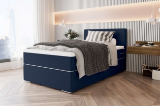 99rooms 'Phönix' Boxspringbett, Dunkelblau, 120x200 cm, Webstoff MALMO_NEW