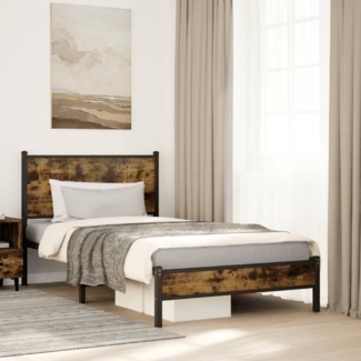 vidaXL Metallbett ohne Matratze Räuchereiche 100x190 cm 4007808