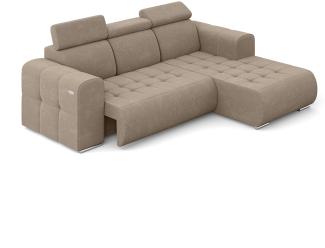 MEBLINI Elektrische Schlafcouch - Ecksofa mit Schlaffunktion - Sofa mit Relaxfunktion und Kopfstützen - Couch L-Form - Eckcouch - Wohnlandschaft - MADELINE - 266x200x93cm Rechts - Braun Samt