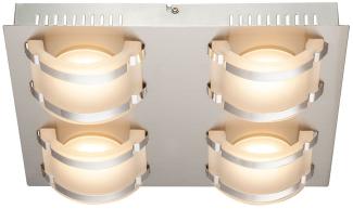 LED Deckenleuchte, 4 Flammig, Nickel matt, Chrom, L 33,5cm