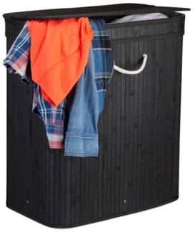 2 x Wäschekorb Bambus eckig schwarz