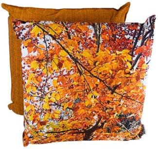 Outdoor Kissen Herbst 45x45x12cm wetterbeständig mit herbstlichen Motiven Blätter-klein