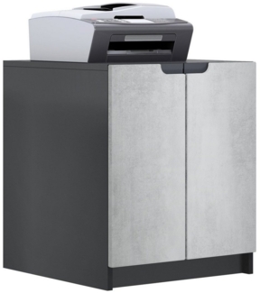 Druckerkommode Logan, Aktenschrank mit 2 Fächern und 2 Türen, Korpus in Schwarz matt, Fronten in Beton Oxid Optik, (51 x 60,5 x 54 cm)