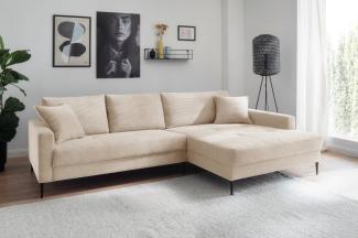 Trends by HG Ecksofa Summer L-Form, in Cord-Stoff mit Metallfuß