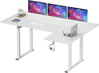 Dripex Eckschreibtisch Elektrisch Höhenverstellbar 180x110 L-form Schreibtisch Standing Desk