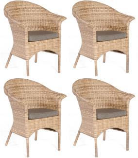 Sonnenpartner 4er-Set Garten-Sessel Cayman Aluminium mit Polyrattan natura-antik Gartenstuhl