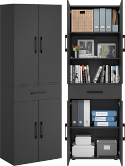 Bellamio 'Apol' Mehrzweckschrank, anthrazitschwarz, 176x33x60 cm, Aktenschrank mit Schublade und 5 Ablagefächern