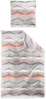 Irisette Wave Mako-Satin Bettwäsche 155x220 Zickzack Streifen rot rosa grau 8610-60