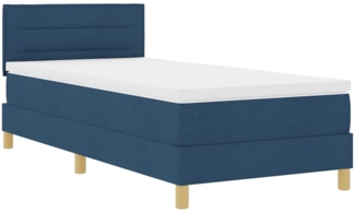 vidaXL Boxspringbett mit Matratze mit Kopfteil Blau 100 x 200 cm Stoff 3338824