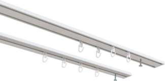 indeko Vorhangschiene Wendeschiene, 2-läufig, Aluminium, Innenlaufschiene 1- bis 4-läufig, Wunschmaßlänge