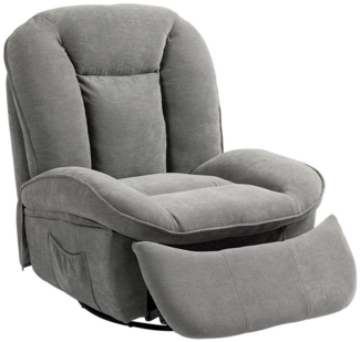 HOMCOM Relaxsessel Fernsehsessel mit Liegefunktion, Schaukelfunktion (Drehbarer TV-Sessel mit Fußstütze, Seitentasche, 1-St, für Wohnzimmer, Schlafzimmer), für Wohnzimmer, bis 150 kg, Dunkelgrau
