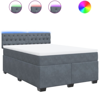 vidaXL Boxspringbett mit Matratze Dunkelgrau 140x200 cm Samt 3288637