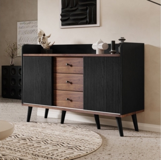 Furnishings Home Sideboard Kommode Anrichte Schrank Breite 117.5 cm (Verstellbare Regale, 117.5x39.5x80 cm), Mit Schiebetüren, Schubladen