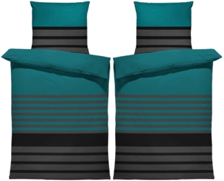 One Home Bettwäsche Winter Viga, Flanell, 4 teilig, modern gestreift, kuschelig flauschig warme weiche Baumwolle Biber