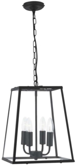 Pendelleuchte, Stahl, Glas, Laterne, schwarz, dimmbar