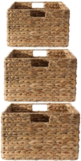 Casâme Körben aus Wasserhyazinthe mit Metallrahmen - Set aus 3 - Beige