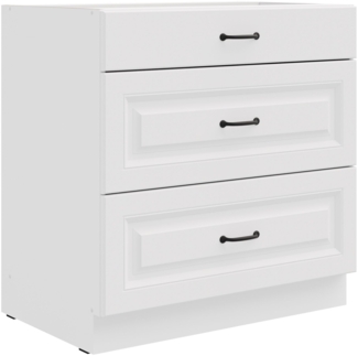 Küchen Unterschrank 80 cm Stilo Weiß Vollauszug Soft-Close Küche Küchenzeile