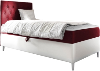 Boxspringbett 'Lenda Junior 1', rot, 100x200 cm, Links