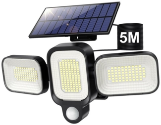 Jibenhome LED Solarleuchte Solarlampen für Außen mit Bewegungsmelder, IP65 Wasserdichte, 3 Modi, 330° Superhelle Solarleuchte, für Wandleuchte, Garten, Hof, Garage