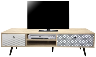 Lowboard aus MDF 150 x 40 x 39 cm mit 2 Schubladen, 2 offene Fächer