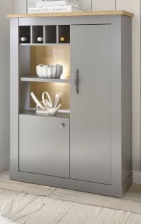 Highboard Rideau in grau und Eiche Artisan 103 x 142 cm