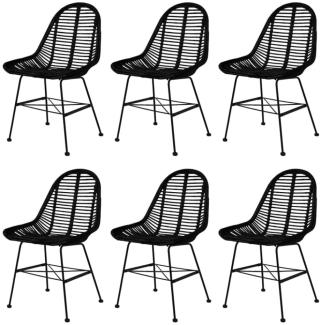 vidaXL Esszimmerstühle 6 Stk. Schwarz Natur Rattan 275499