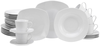 CreaTable 19512 Kombiservice Amelie für 6 Personen + Uni, Porzellan, weiß (1 Set, 30-teilig)