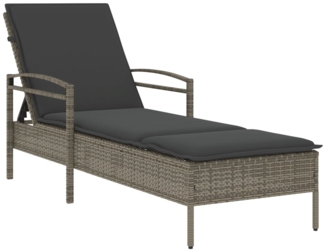 vidaXL Sonnenliege mit Auflage Grau 63x200x81 cm Poly Rattan 368301