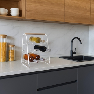 HTI-Living Platz für 9 Flaschen Weinregal aus Metall mit Holzgriff