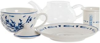 Bigbuy Teekanne Teekanne Home Blau Weiß Glas Porzellan