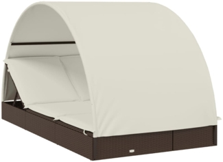 vidaXL 2-Personen-Sonnenliege mit Dach Weiß 211 x 112 x 140 Poly Rattan