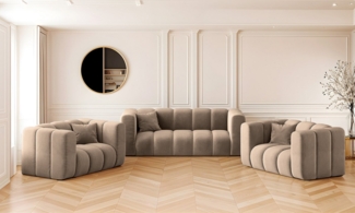 Kaiser Möbel Loungeset Sofagarnitur 2+1+1 Couchgarnitur serie Grand Stoff Haga und Salvador