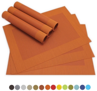 matches21 HOME & HOBBY Platzset Tischsets BORDA 6er Set Orange als Tischuntersetzer, (6-St), Abwaschbare Platzsets als Tischunterlagen für Ess-Tisch Tisch-Deko