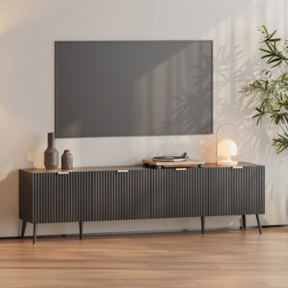 Fernsehschrank Nand 180 x 35 x 51 cm Schwarz [en. casa]